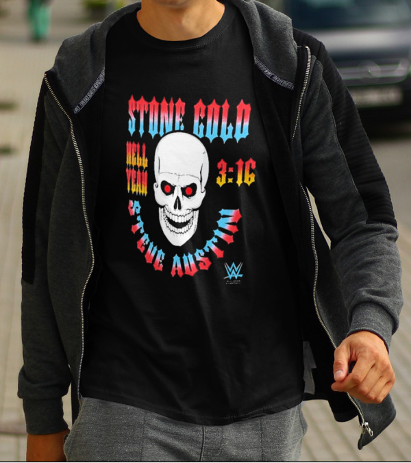 Stone Cold Steve Austin 3 16 Hell Yeah WWE Skull T-Shirt