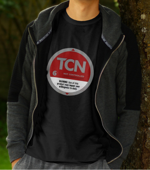 Tucker Carlson Network TCN Not Controlled Warning Label T-Shirt