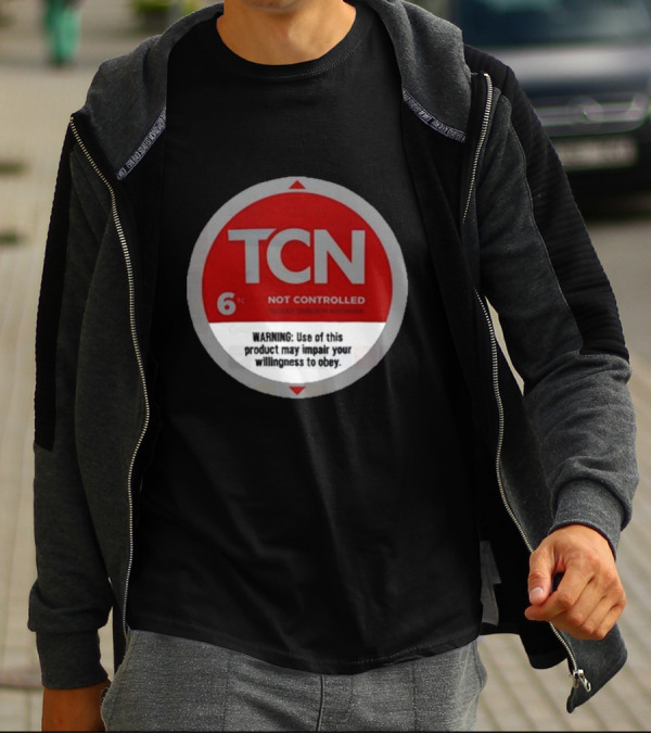 Tucker Carlson Network TCN Not Controlled Warning Label T-Shirt