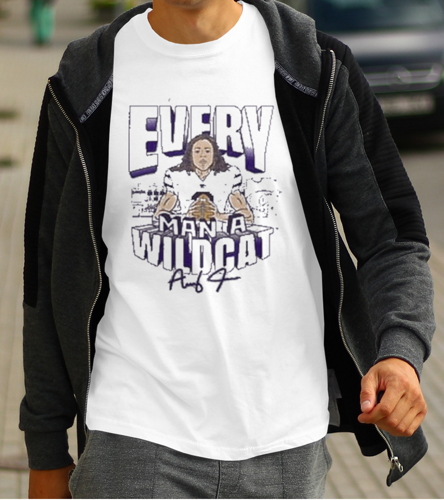 Every Man A Wildcat Avery Johnson K-State Wildcats Football Caricature T-Shirt