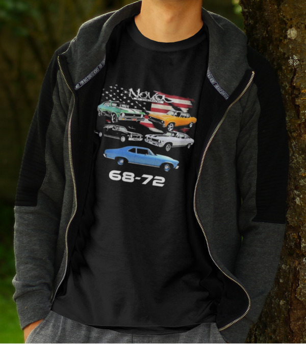 Nova By Chevrolet 68-72 American Flag Classic Cars T-Shirt