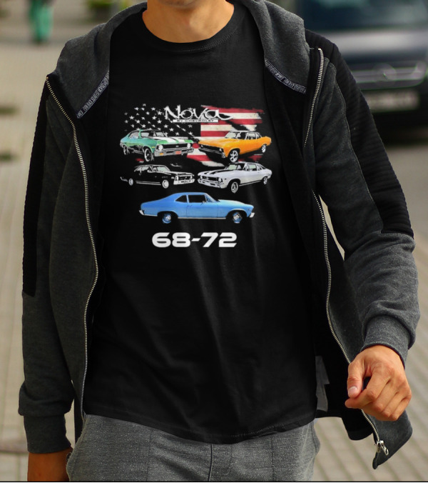 Nova By Chevrolet 68-72 American Flag Classic Cars T-Shirt