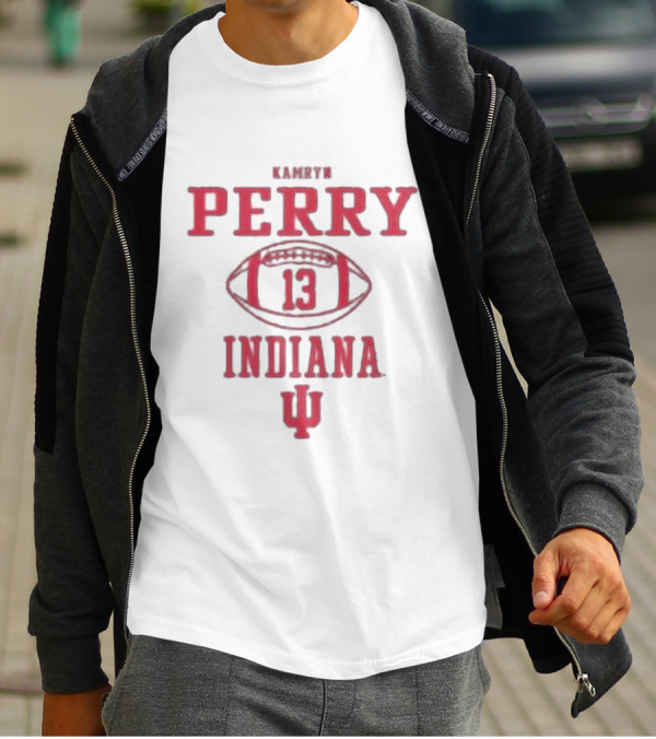 Kamryn Perry 13 Indiana Hoosiers Football Icon Dark Grey Rally T-Shirt
