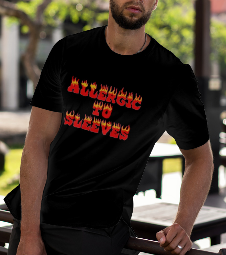 Allergic To Sleeves Oat Milk Lady Flame Text T-Shirt