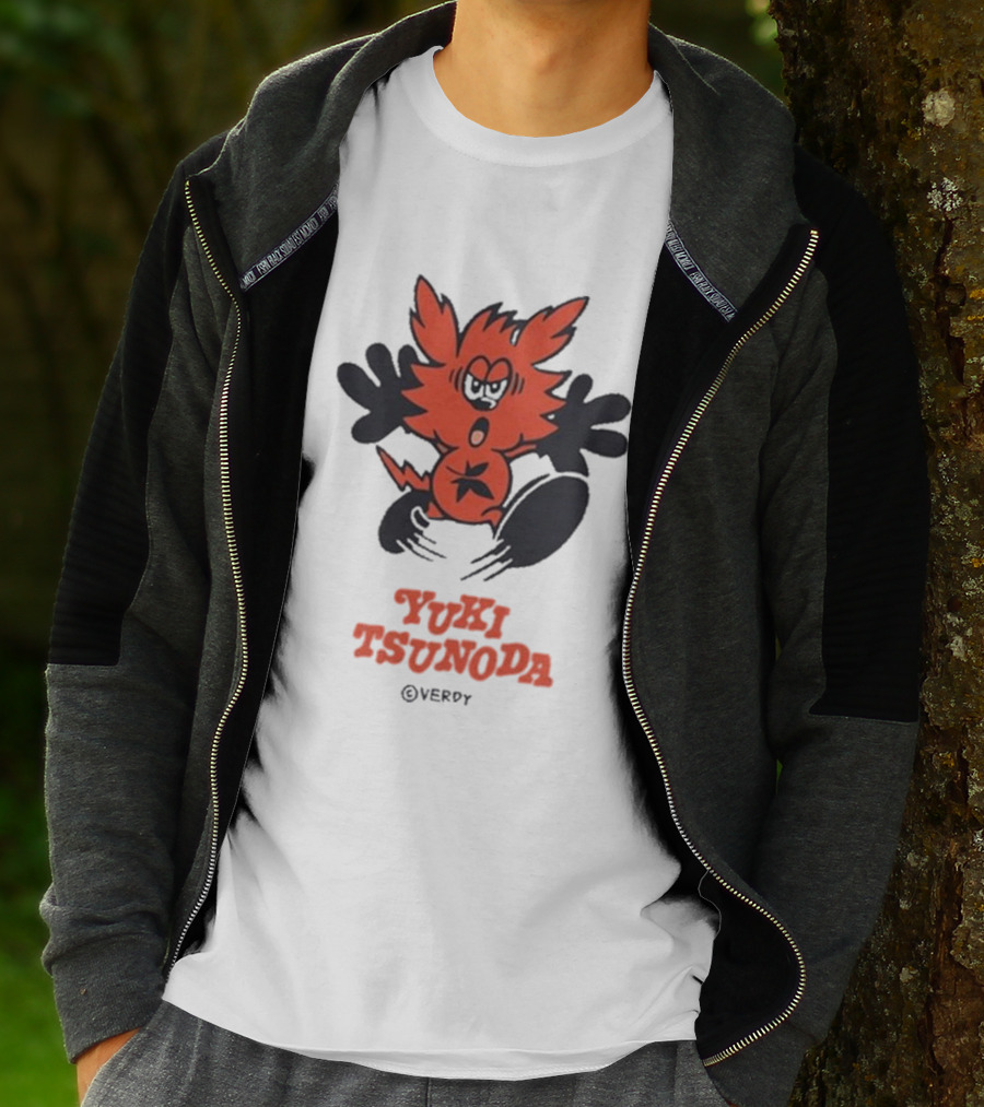 Yuki Tsunoda × Verdy Collaboration Black Tee With Red Cartoon Character T-Shirt