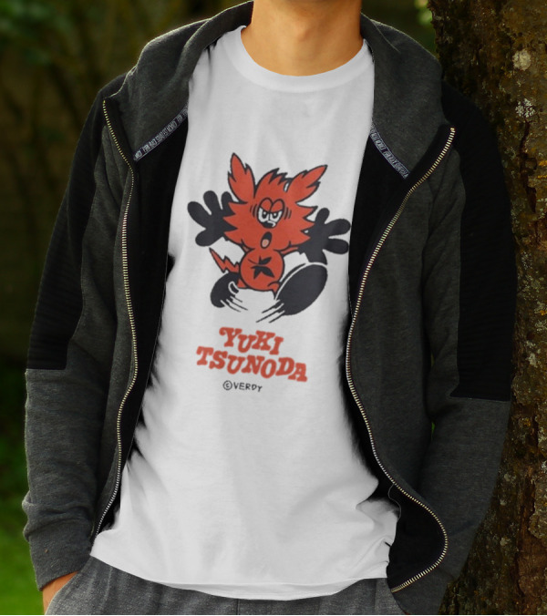 Yuki Tsunoda × Verdy Collaboration Black Tee With Red Cartoon Character T-Shirt