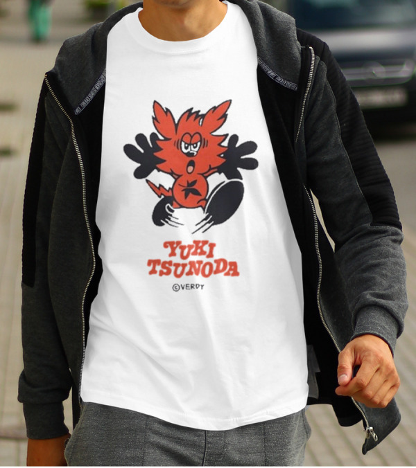 Yuki Tsunoda × Verdy Collaboration Black Tee With Red Cartoon Character T-Shirt