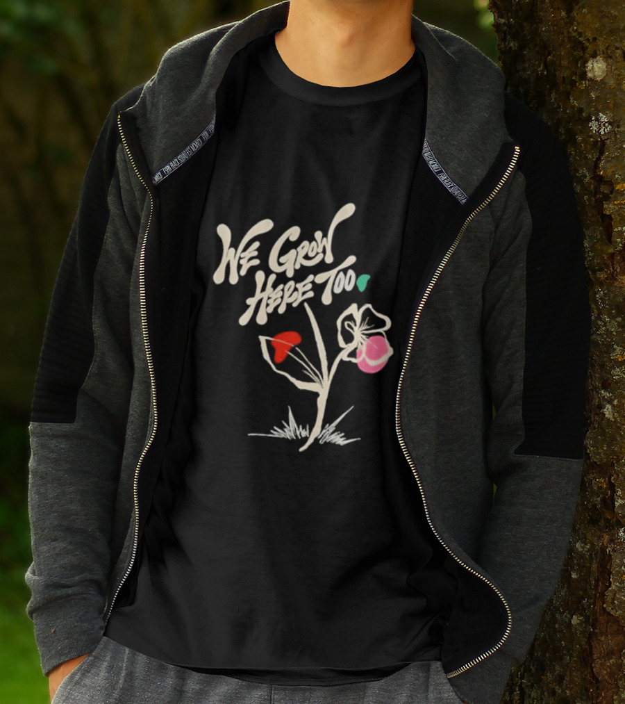 Kaliefskanvas Store We Grow Here Too Floral T-Shirt