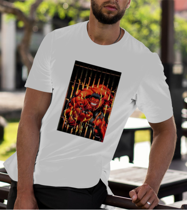Marvel Red Hulk Escaping Fiery Cage T-Shirt