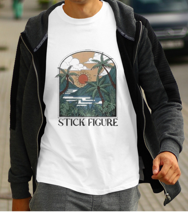 Stick Figure Tropical Sunset Paradise T-Shirt