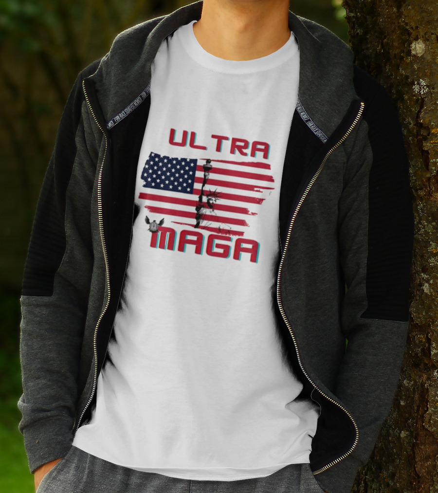 Ultra Maga American Flag With Statue Of Liberty And Eagle T-Shirt