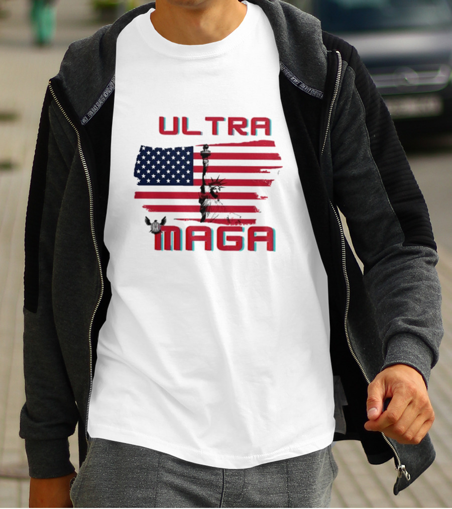 Ultra Maga American Flag With Statue Of Liberty And Eagle T-Shirt