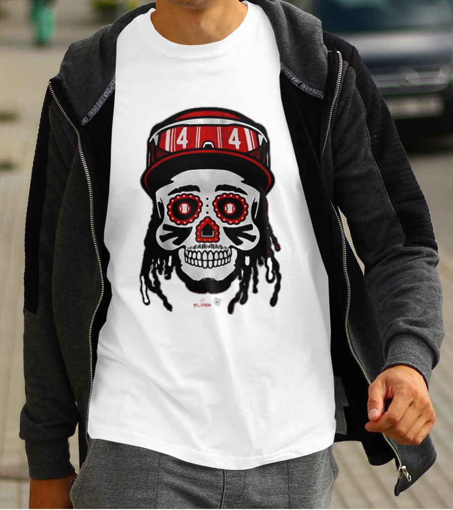 Elly De La Cruz Sugar Skull 44 Red Helmet T-Shirt