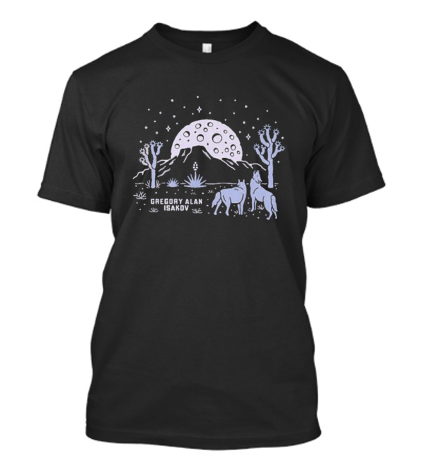 Gregory Alan Isakov Full Moon In Joshua Tree Desert Night With Horses And Cacti T-Shirt