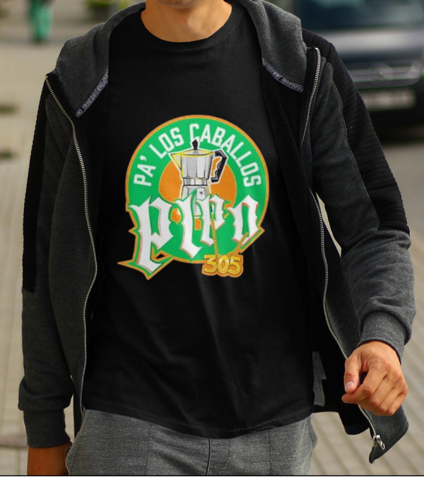 Lebatardaf Pipo Cafecito Pa’ Los Caballos 305 Moka Pot Logo Iconic Miami Culture T-Shirt