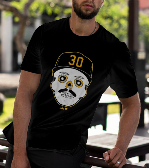 Paul Skenes Sugar Skull 30 Cap Black And Yellow T-Shirt
