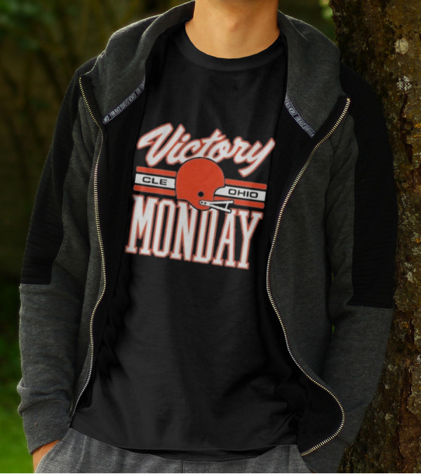 Victory Monday Cle Ohio Football Helmet T-Shirt
