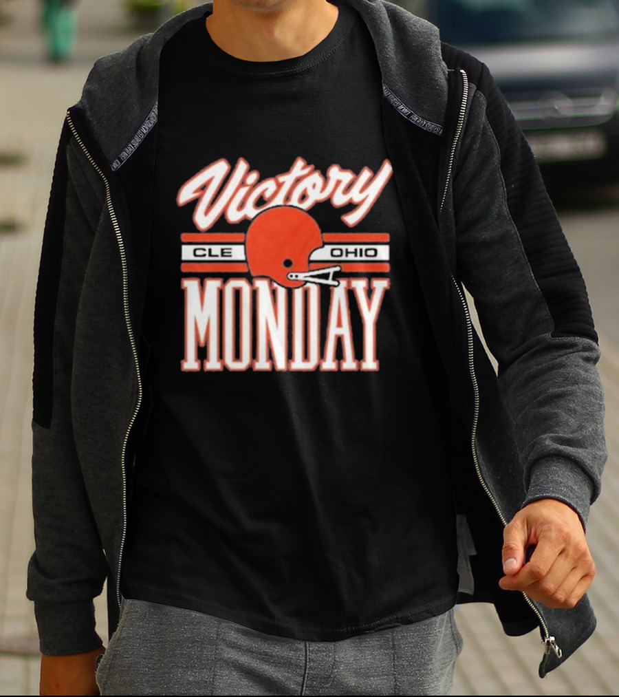 Victory Monday Cle Ohio Football Helmet T-Shirt