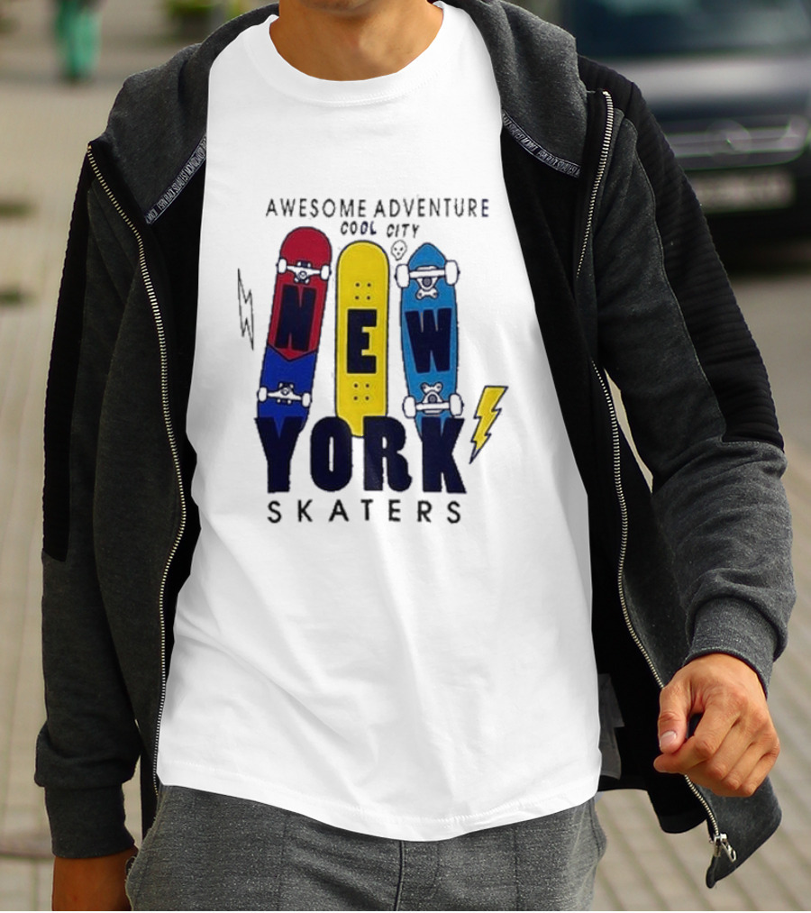 Awesome Adventure New York Skaters Cool City Lightning T-Shirt