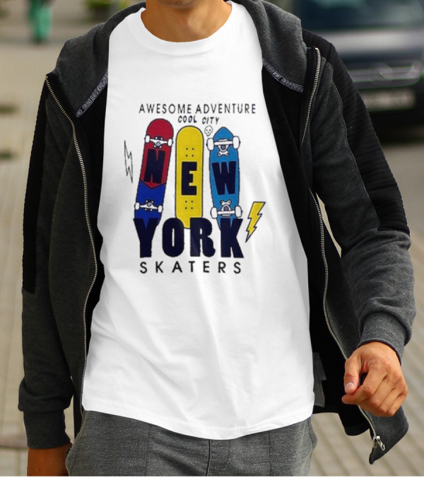 Awesome Adventure New York Skaters Cool City Lightning T-Shirt