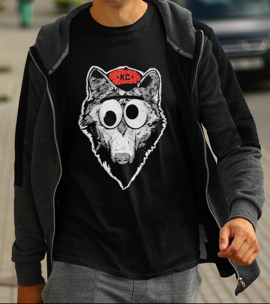 KC Kansas City Wolf Pack Wolves Googly Eyes Red Hat T-Shirt