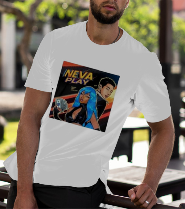Megan Thee Stallion Neva Play Comic Style Artwork With Blue-Haired Character And Cards T-Shirt