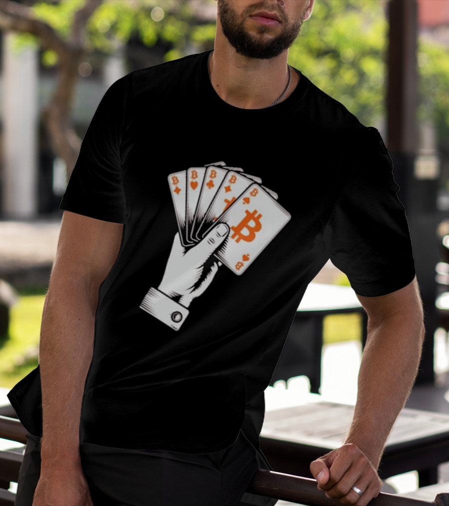 Bitcoin Royal Flush Playing Cards T-Shirt