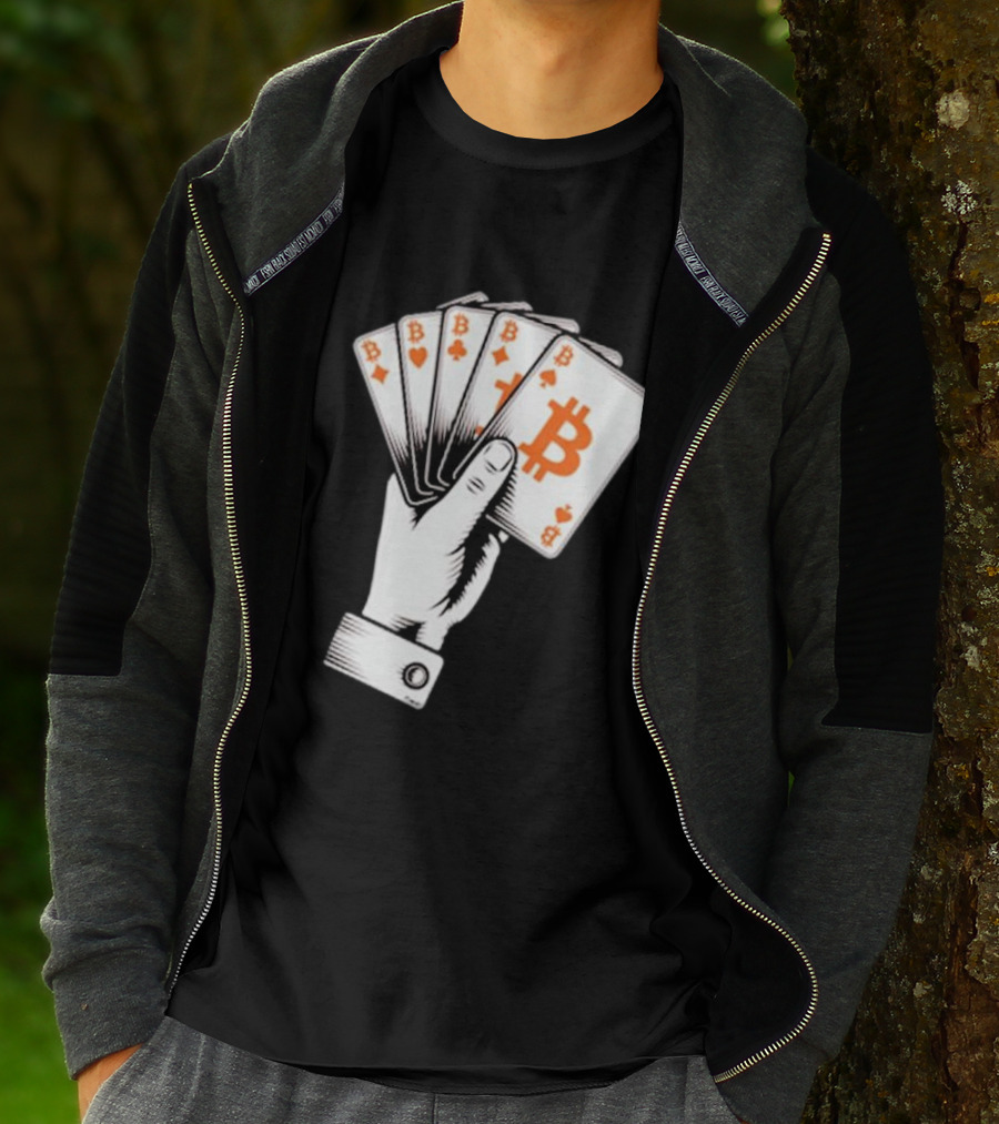 Bitcoin Royal Flush Playing Cards T-Shirt