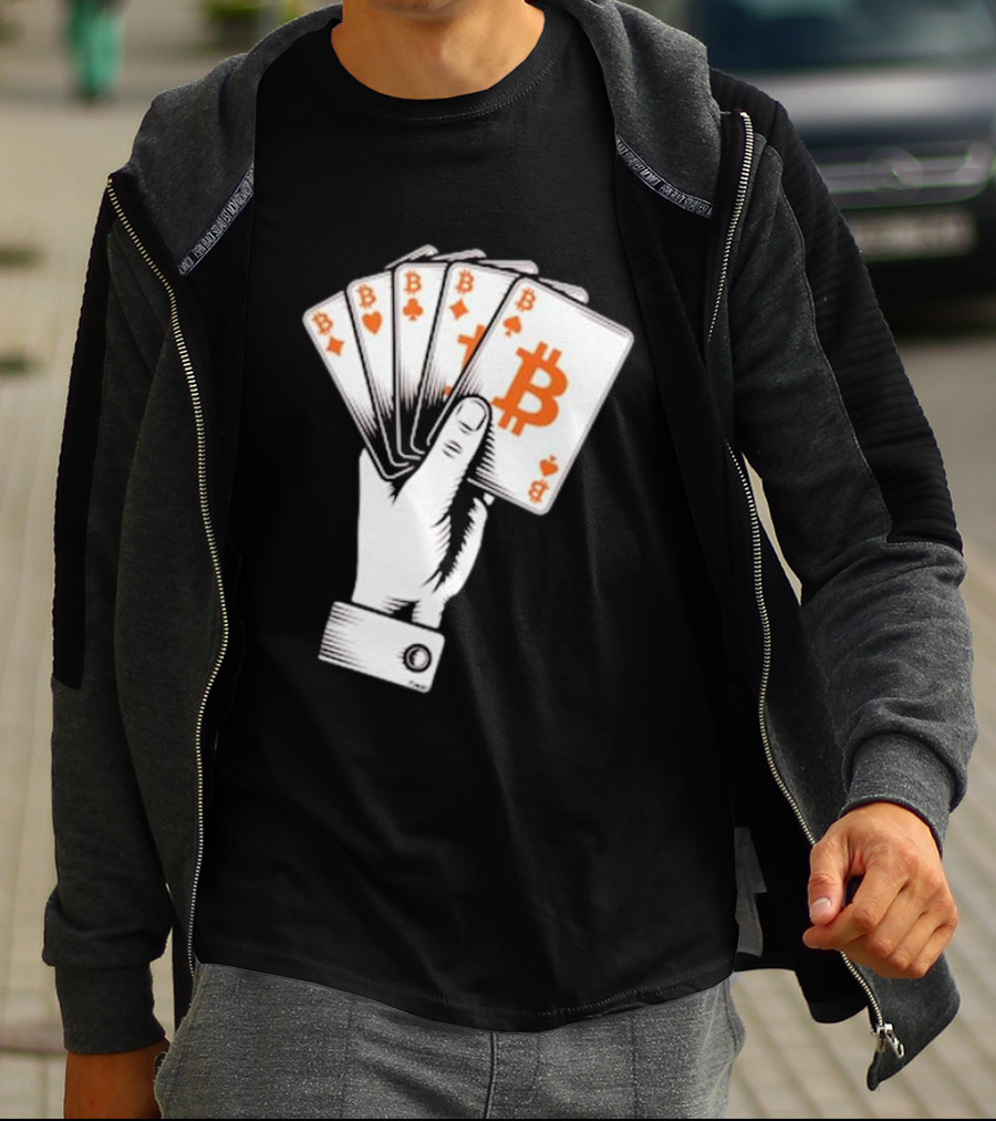 Bitcoin Royal Flush Playing Cards T-Shirt
