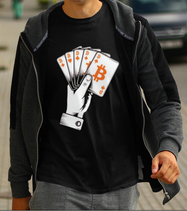Bitcoin Royal Flush Playing Cards T-Shirt