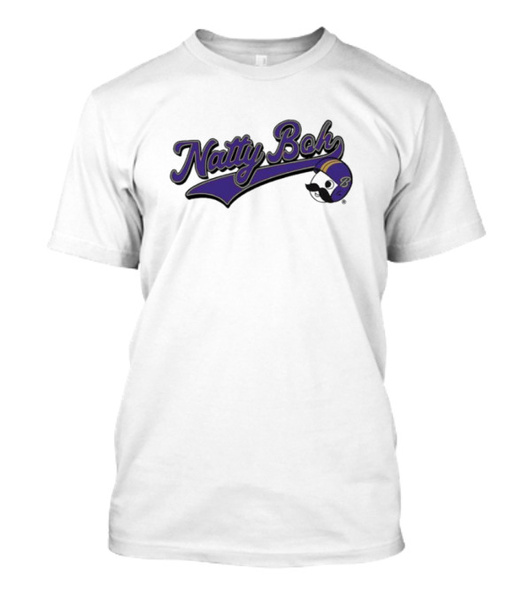 Natty Boh Purple Script With Football Helmet T-Shirt
