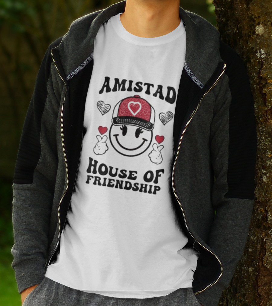 Amistad House Of Friendship Smiley Face Heart Cap Kids Spirit T-Shirt