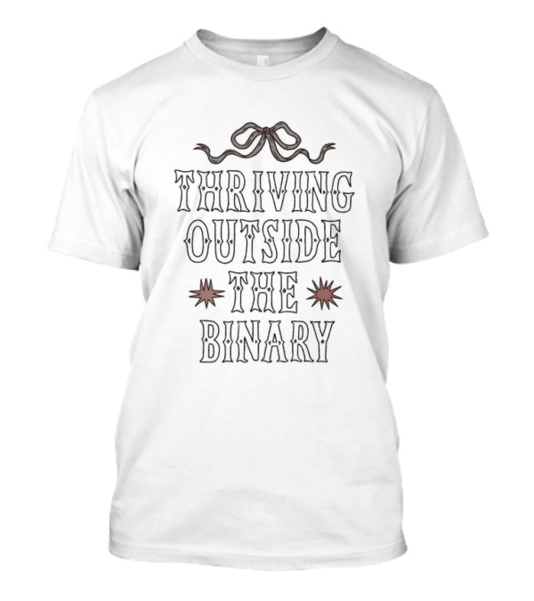 Thriving Outside The Binary Retro Stars Bow Text T-Shirt