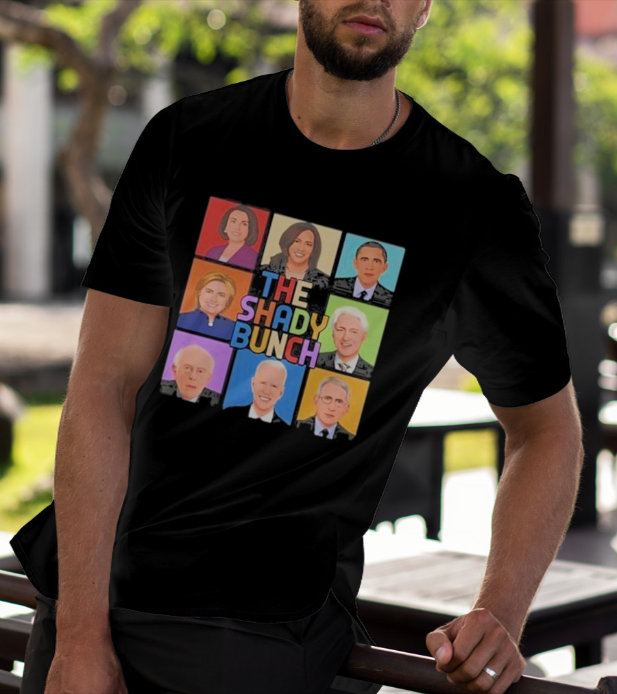 Untamedusa Store The Shady Bunch Political Portraits Face Grid T-Shirt