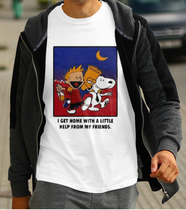 Criminal Simpsons Snoopy And Friends Get Home With A Little Help Under Moon T-Shirt