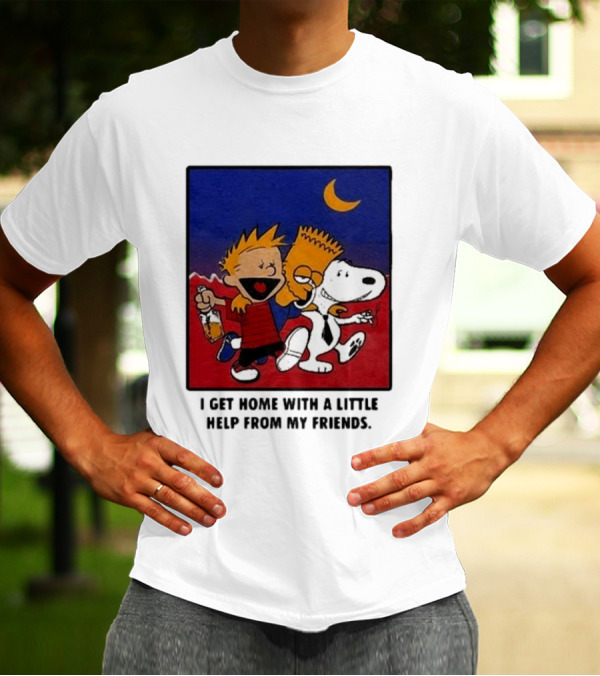 Criminal Simpsons Snoopy And Friends Get Home With A Little Help Under Moon T-Shirt