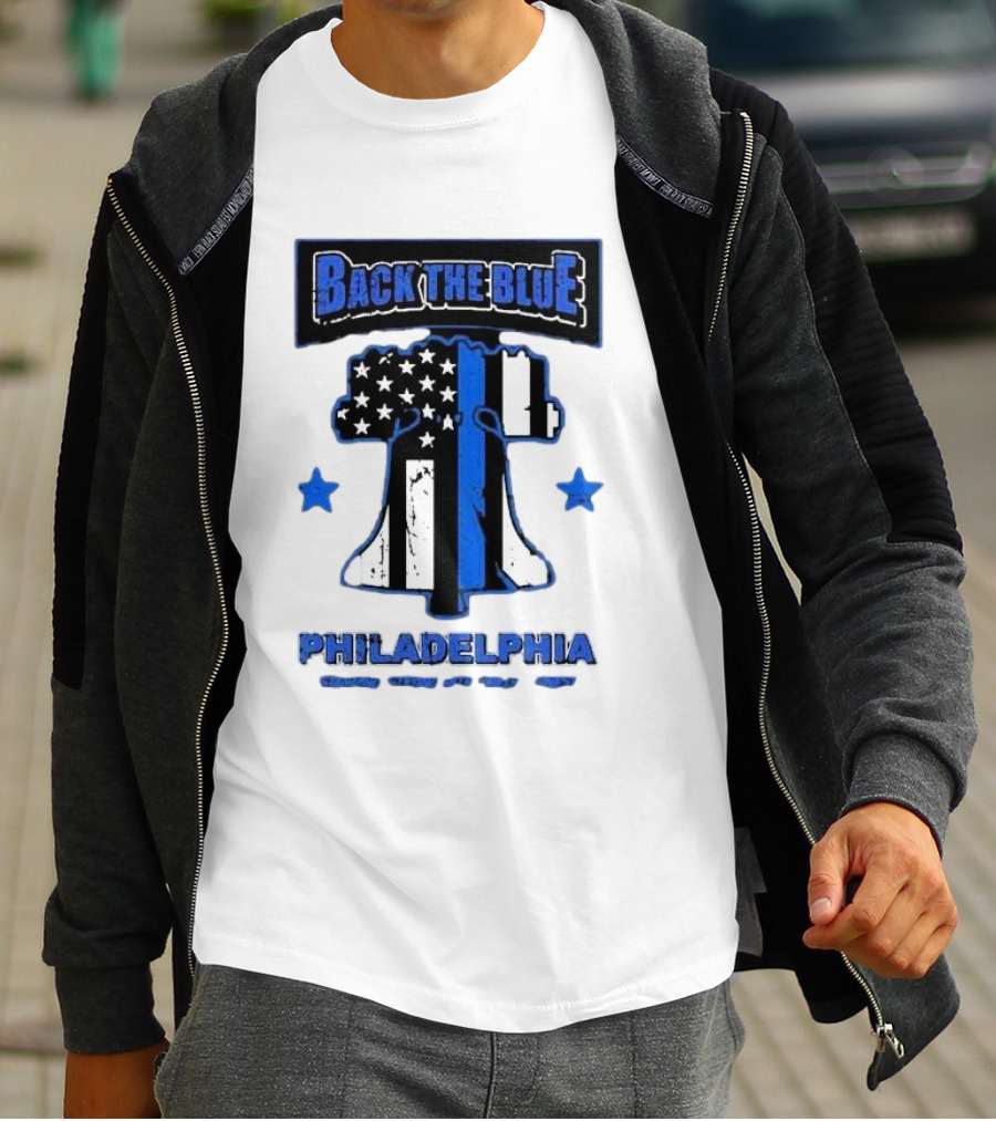 Back The Blue Philadelphia Liberty Bell American Flag Stars Standing Strong With Philly’s Finest T-Shirt