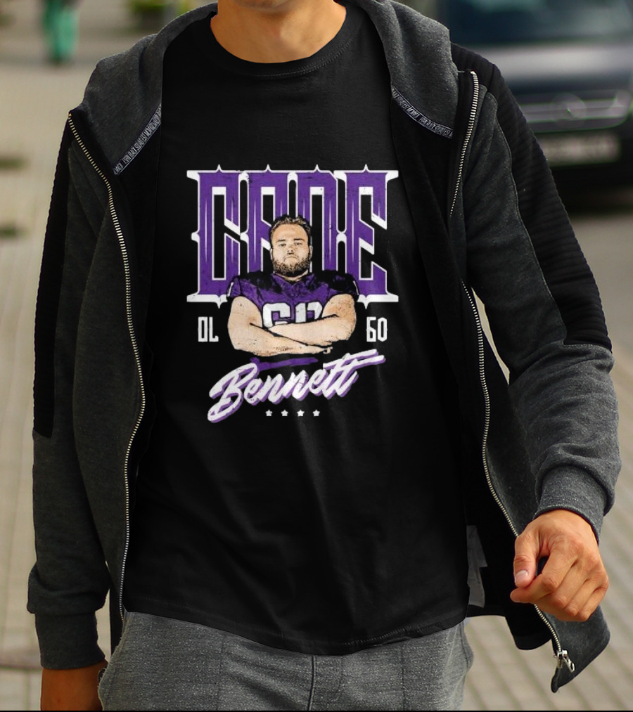 Cade Bennett OL 60 Purple Football Player T-Shirt