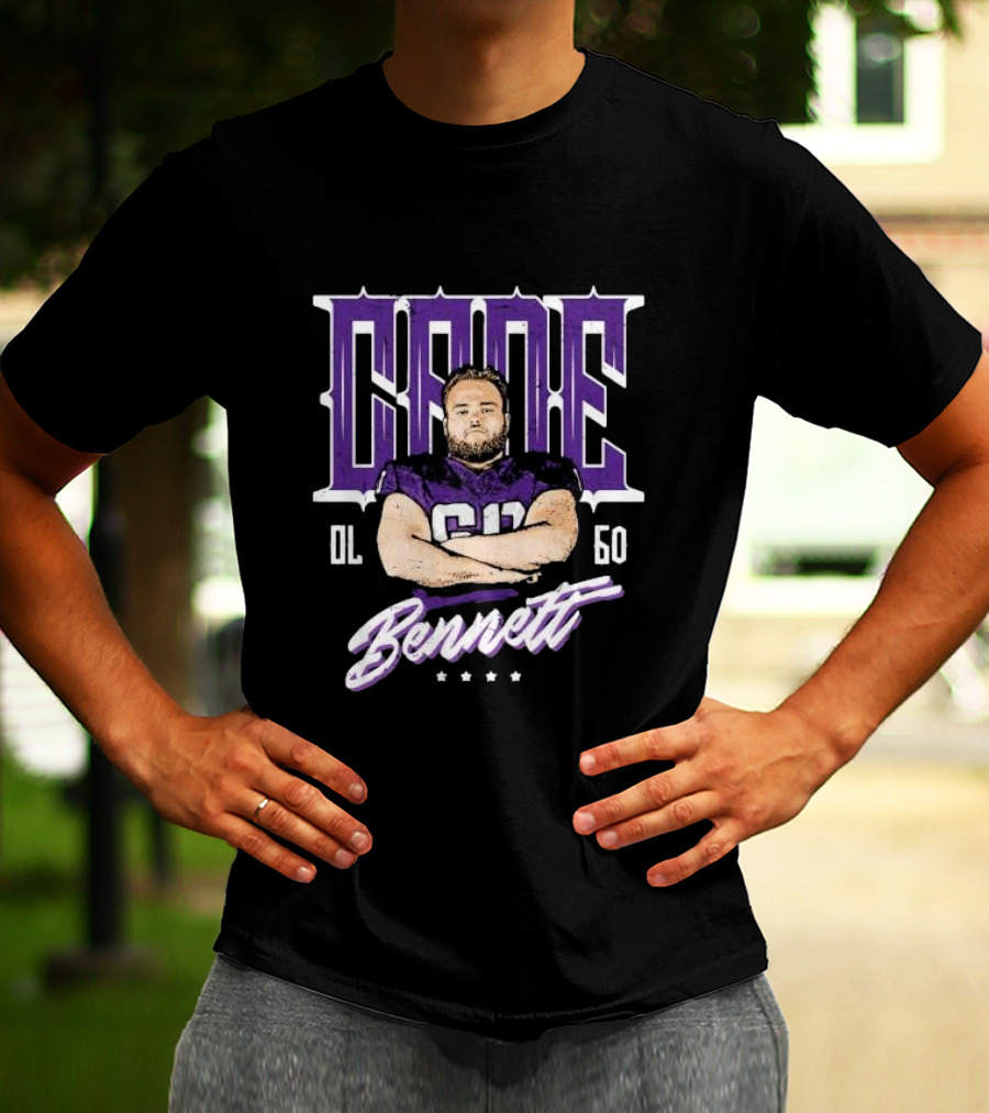 Cade Bennett OL 60 Purple Football Player T-Shirt