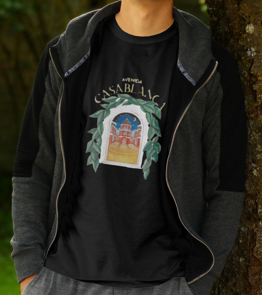 Casablanca Avenida Night Scene With Moonlit Architectural View T-Shirt