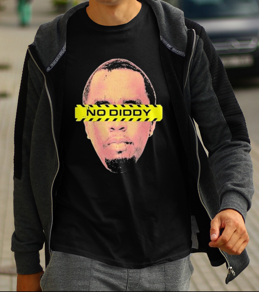 Imtaitianaj Creative Text No Diddy Caution Overlay T-Shirt