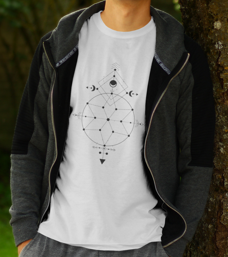 Lunar Mandala Sacred Geometry Boho Spiritual Moon Phases Celestial Cosmic Symbolism T-Shirt