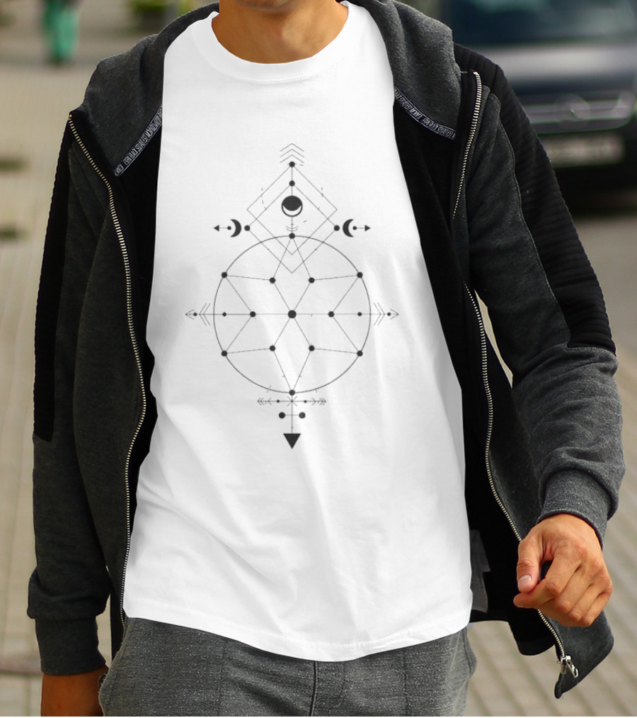 Lunar Mandala Sacred Geometry Boho Spiritual Moon Phases Celestial Cosmic Symbolism T-Shirt