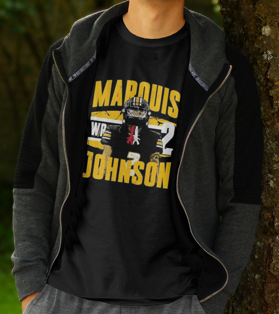 Marquis Johnson WR 2 Football Player Black And Yellow T-Shirt