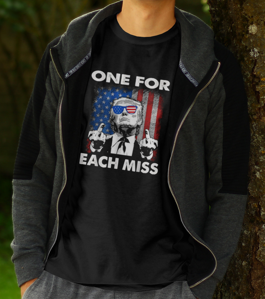 One For Each Miss American Flag Sunglasses Middle Finger T-Shirt