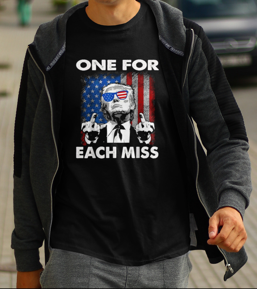 One For Each Miss American Flag Sunglasses Middle Finger T-Shirt