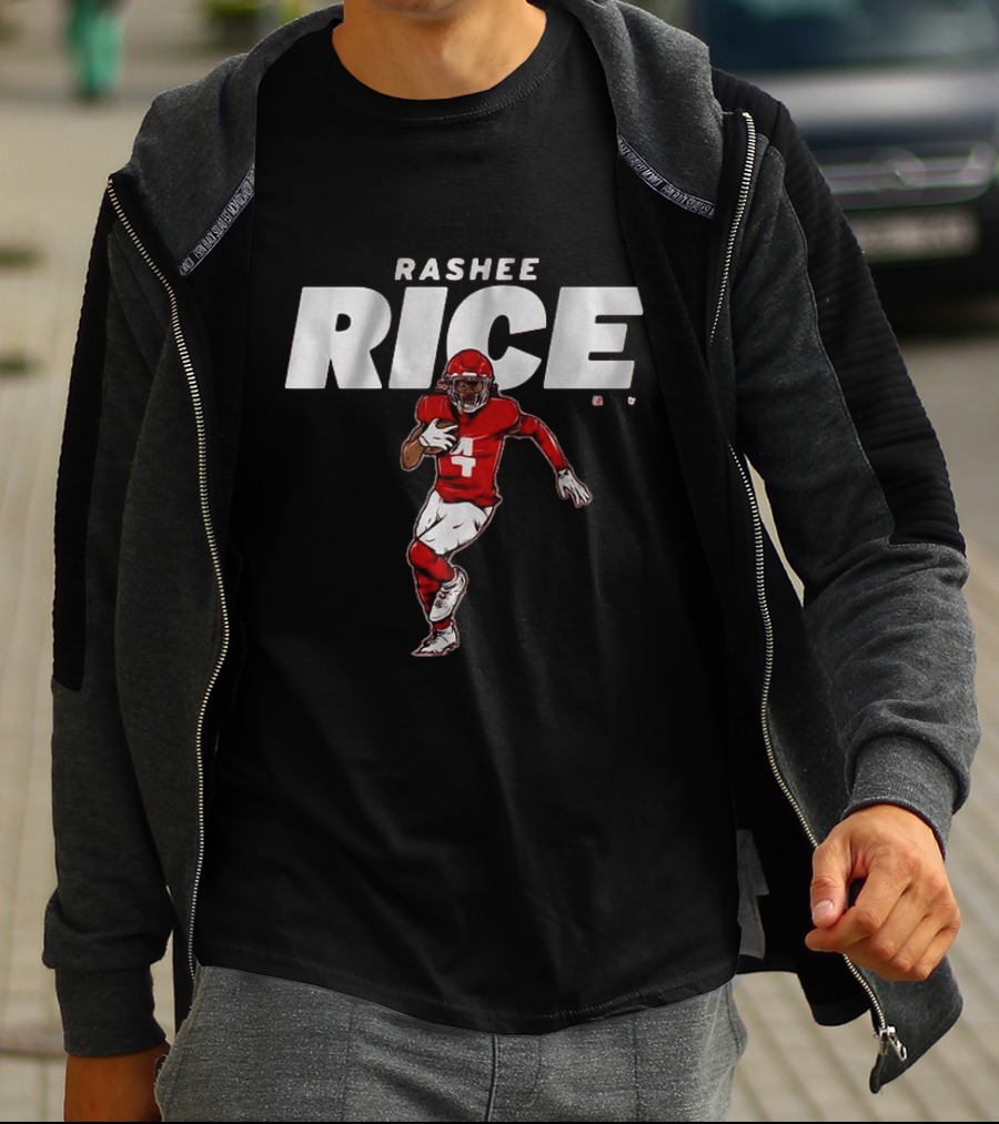 Rashee Rice Football Player Number 4 Red Uniform Action Pose T-Shirt