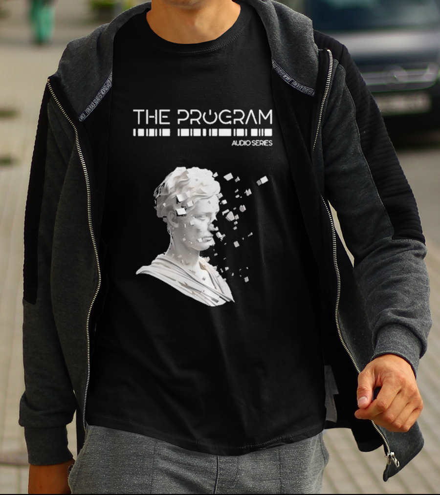 THE PROGRAM AUDIO SERIES Disintegrating Sculptural Head With Digital Fragmentation T-Shirt