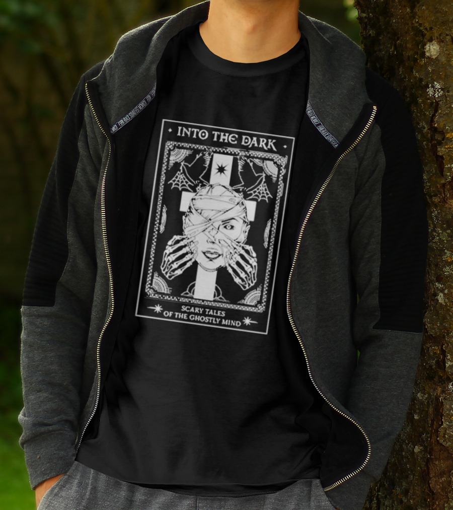 Into The Dark Tarot Scary Tales Of The Ghostly Mind Cross Skeleton Wrappings Webs T-Shirt
