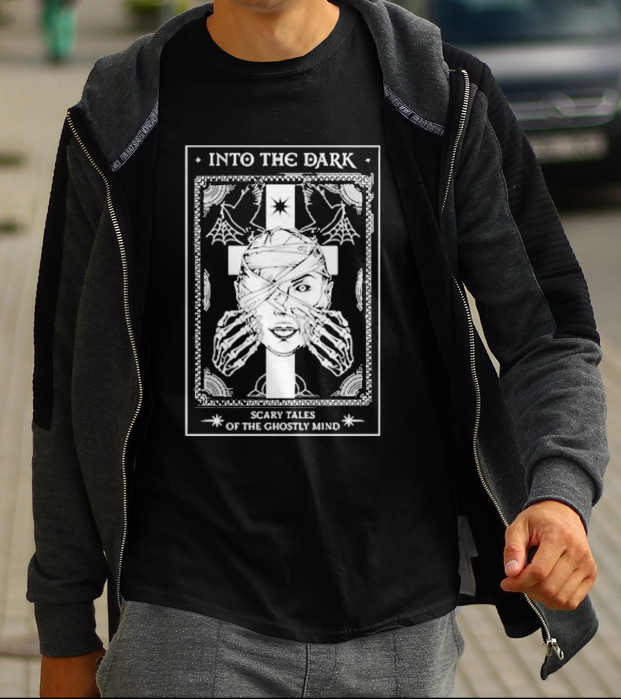 Into The Dark Tarot Scary Tales Of The Ghostly Mind Cross Skeleton Wrappings Webs T-Shirt